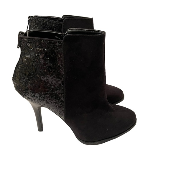 Mossimo Black Women’s Sparkle Back Zip Stiletto Heel Booties NWOT Size 7 1/2 - Picture 1 of 7